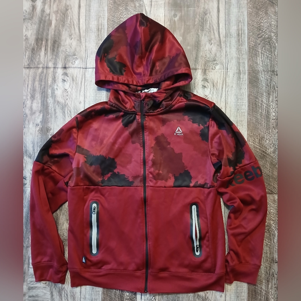 Reebok Maroon and Black Hooded Jacket Size XL 14-16 Boys